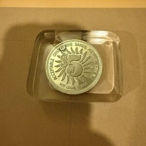 RARE Sands Hotel Casino & Country Club 1987 $5 Gaming Token Encased In Acrylic